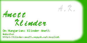 anett klinder business card